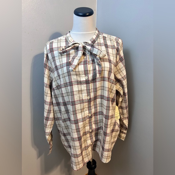 St. John’s Bay Split Tie Long Sleeve Blouse NWT - Picture 1 of 3